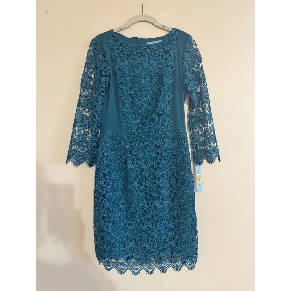 Antonio Melani Formal Dressy Flirty Teal Dress Lace New Nwt 4 Cocktail Formal